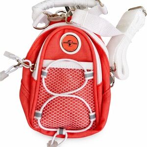 Mini Coral Crossbody Backpack with White Strap